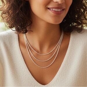 Italian 925 Sterling Silver 60” Faceted Bead Necklace 21.5g